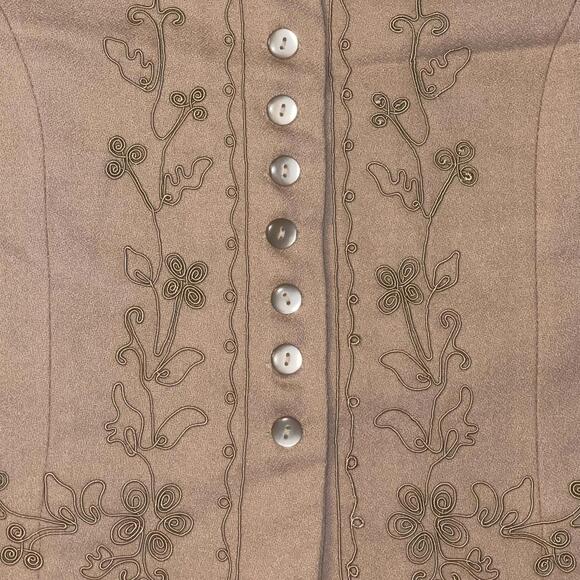 NWT Vintage 90s Stephanie Wool Tan Embroidered  Women’s Vest Size Large - Picture 3 of 7